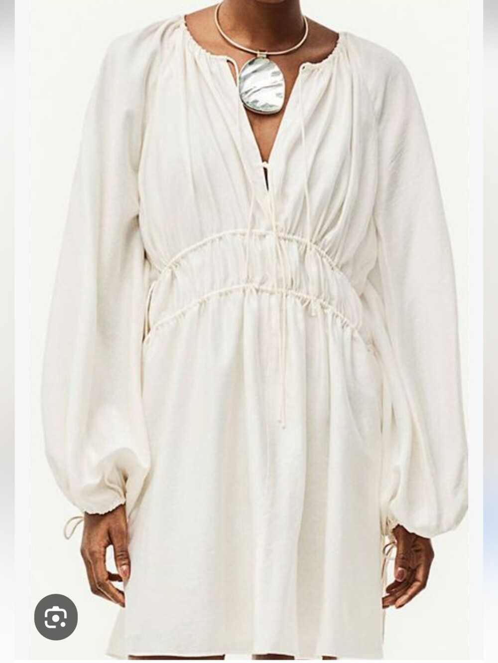 NWT H&M Women's Oversized Long Sleeves Tie-Detail Dress Fully Lined